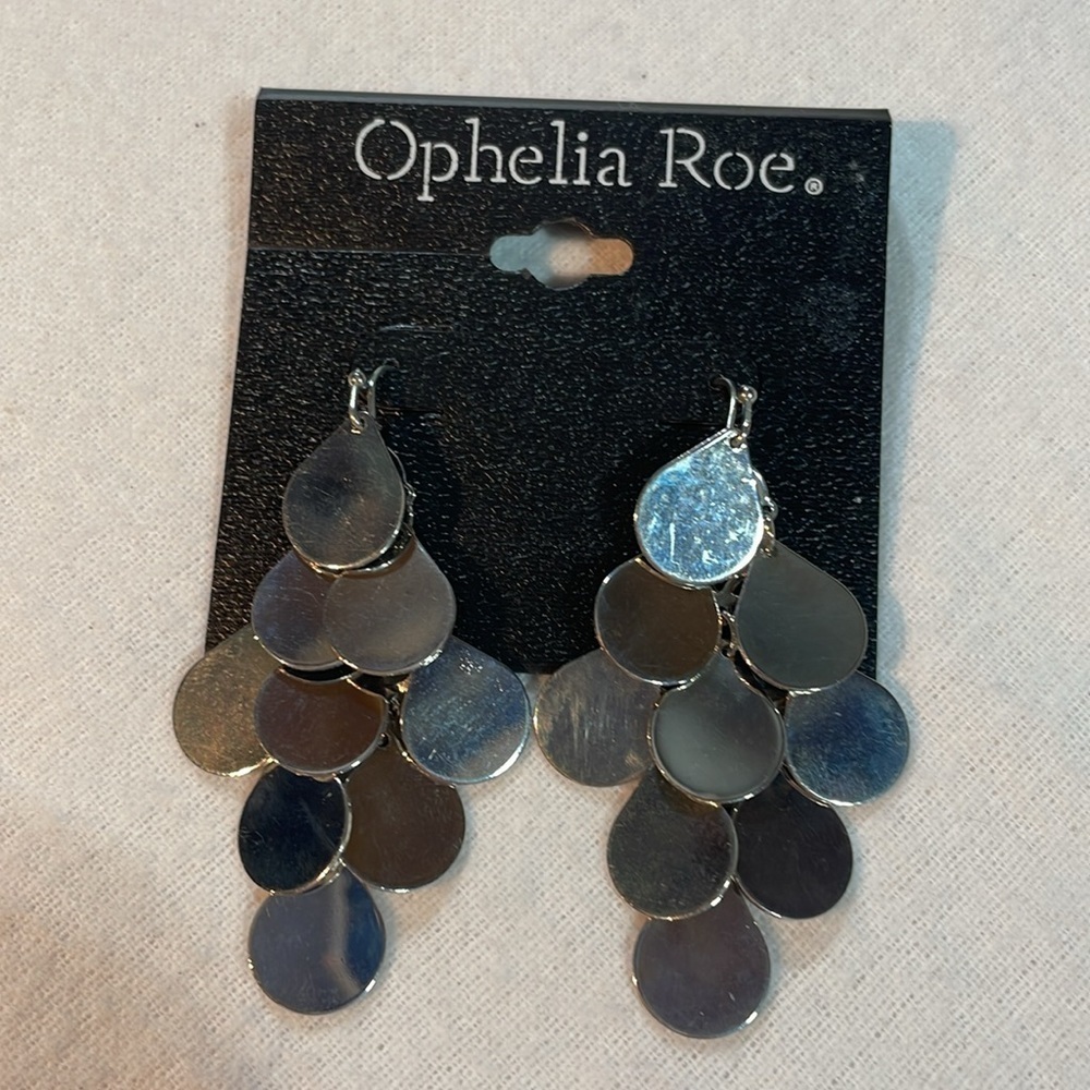 NWT Bundle of 3, Ophelia Roe, Silver-Gold-Blue Hoops, - Picture 9 of 11